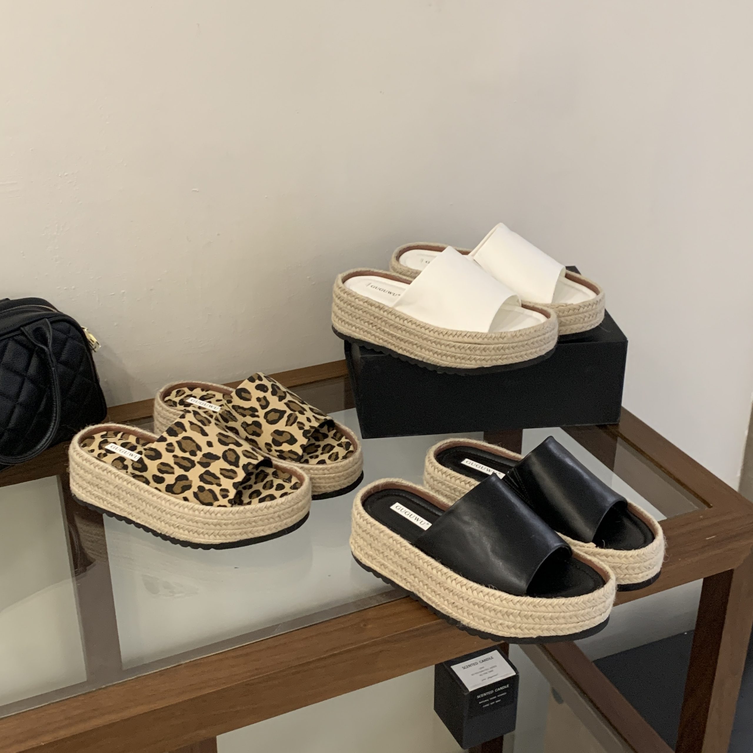 2026 Summer Woven Thick Sole Slippers for Women Wedge Heel Open Toe Outdoor Vacation Shoes