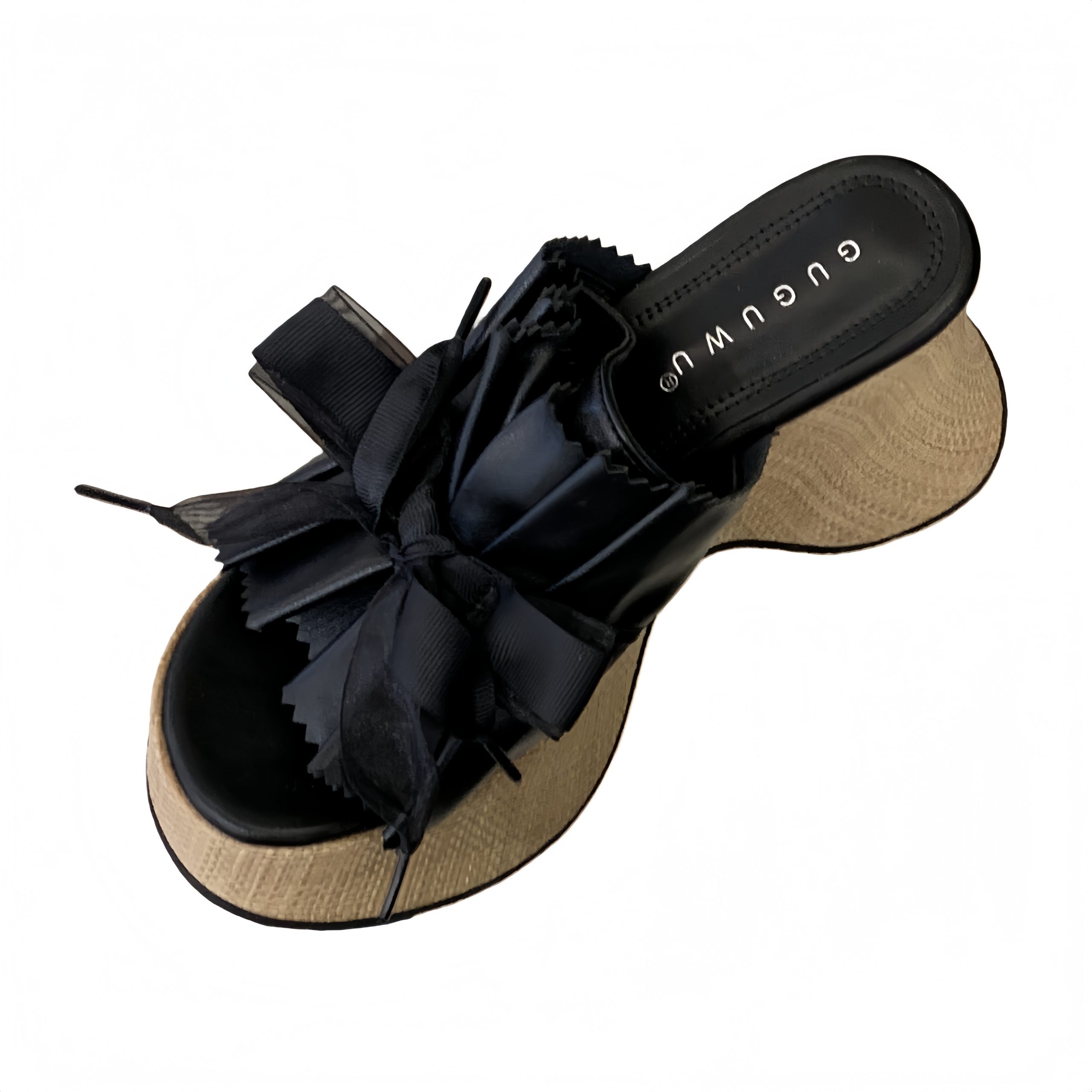 GUGUWU Women's Wedge Heel Slippers 2026 New Fall Winter Bow Sandals Non-slip - Image 5